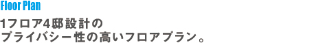 1フロア4邸設計のプライバシー性の高いフロアプラン。